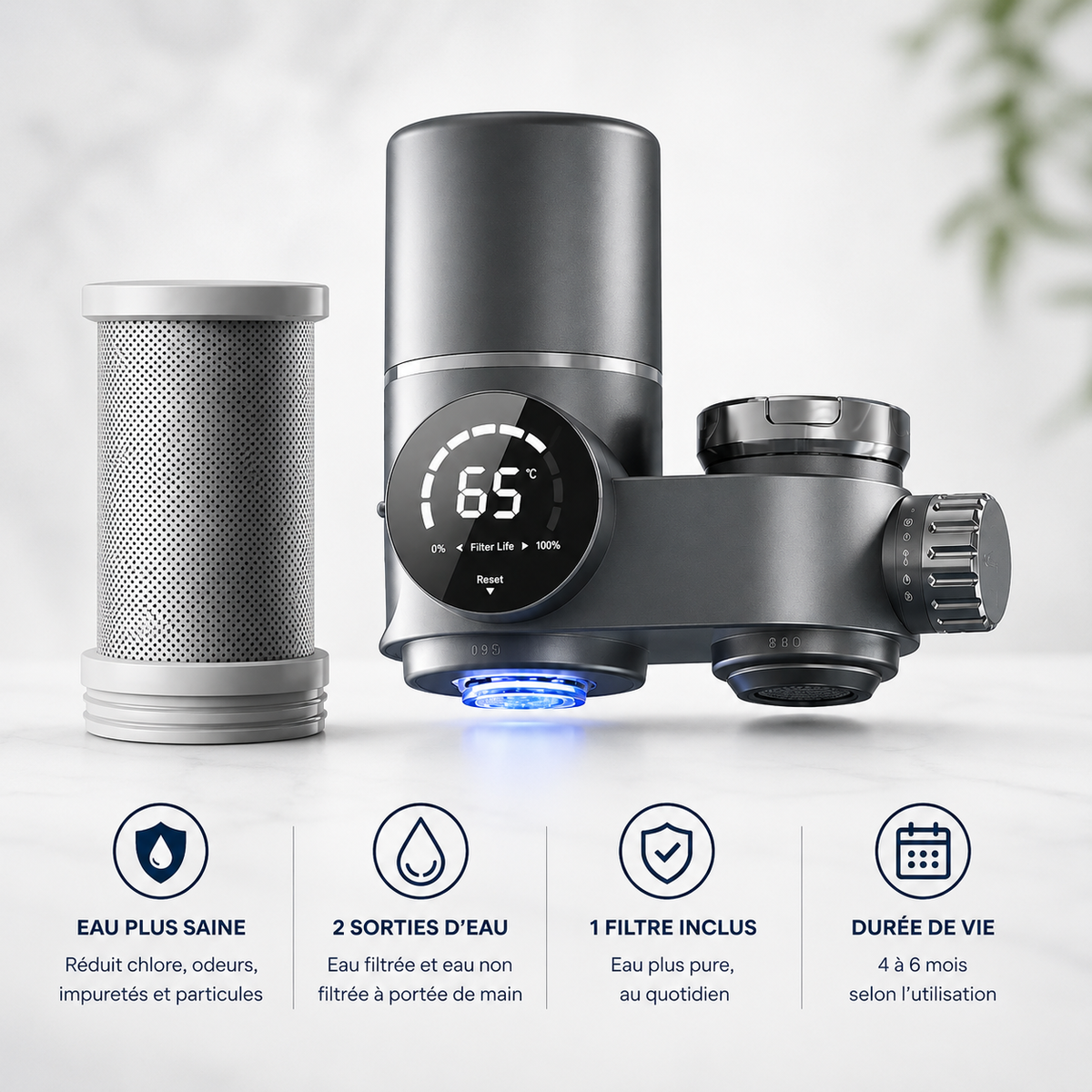 AquaClair™ — Purificateur d'eau intelligent pour robinet