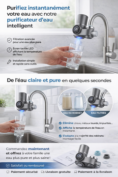 AquaClair™ — Purificateur d'eau intelligent pour robinet