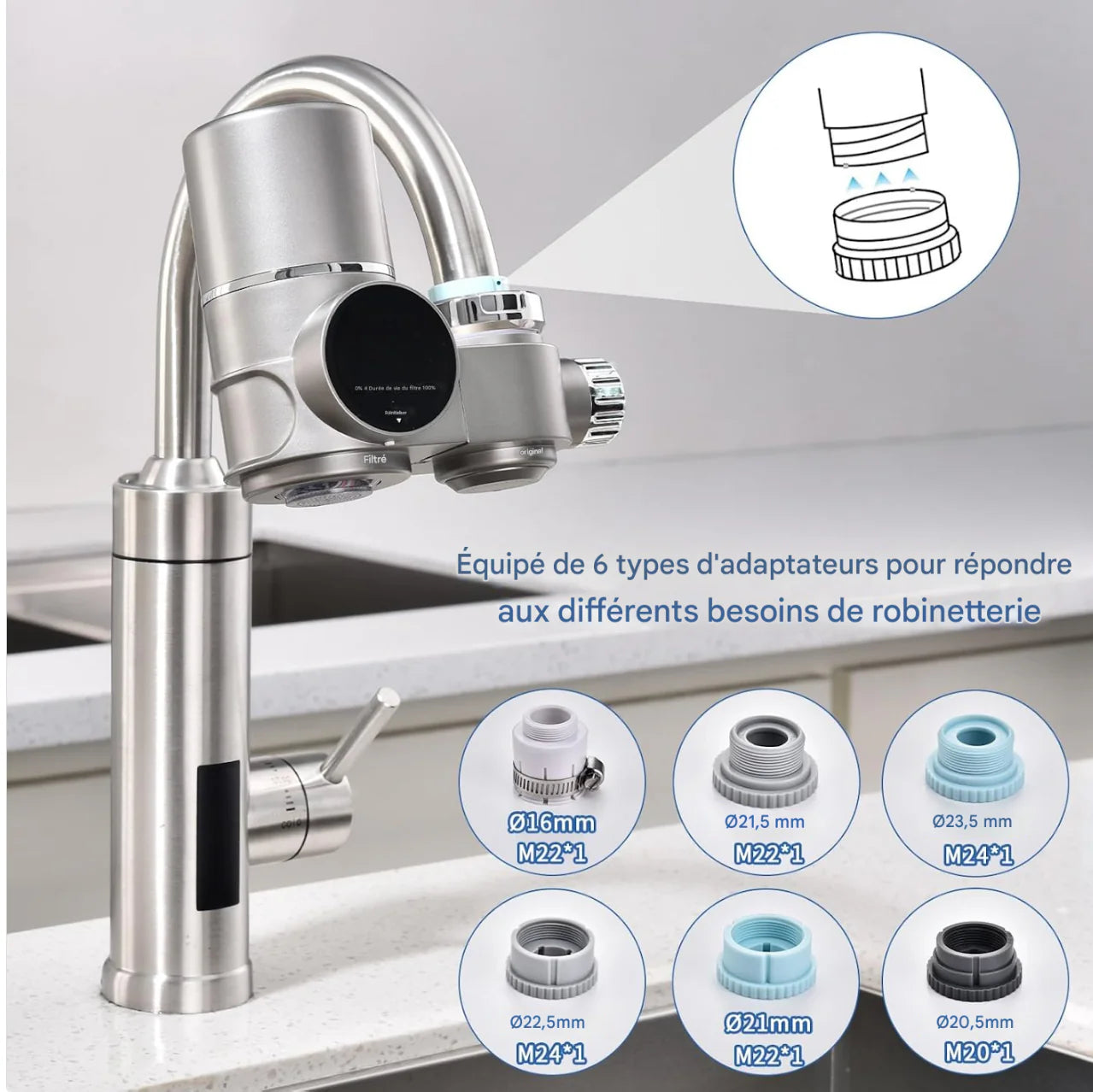 AquaClair™ — Purificateur d'eau intelligent pour robinet
